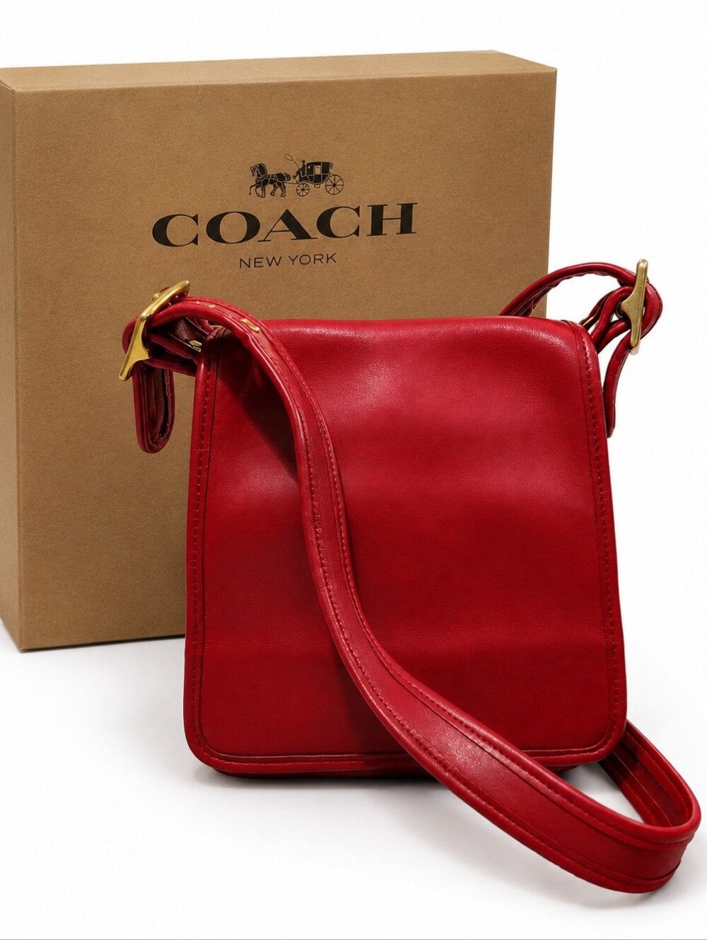 Coach Legacy Studio Flap Red Leather Crossbody Bag 9145